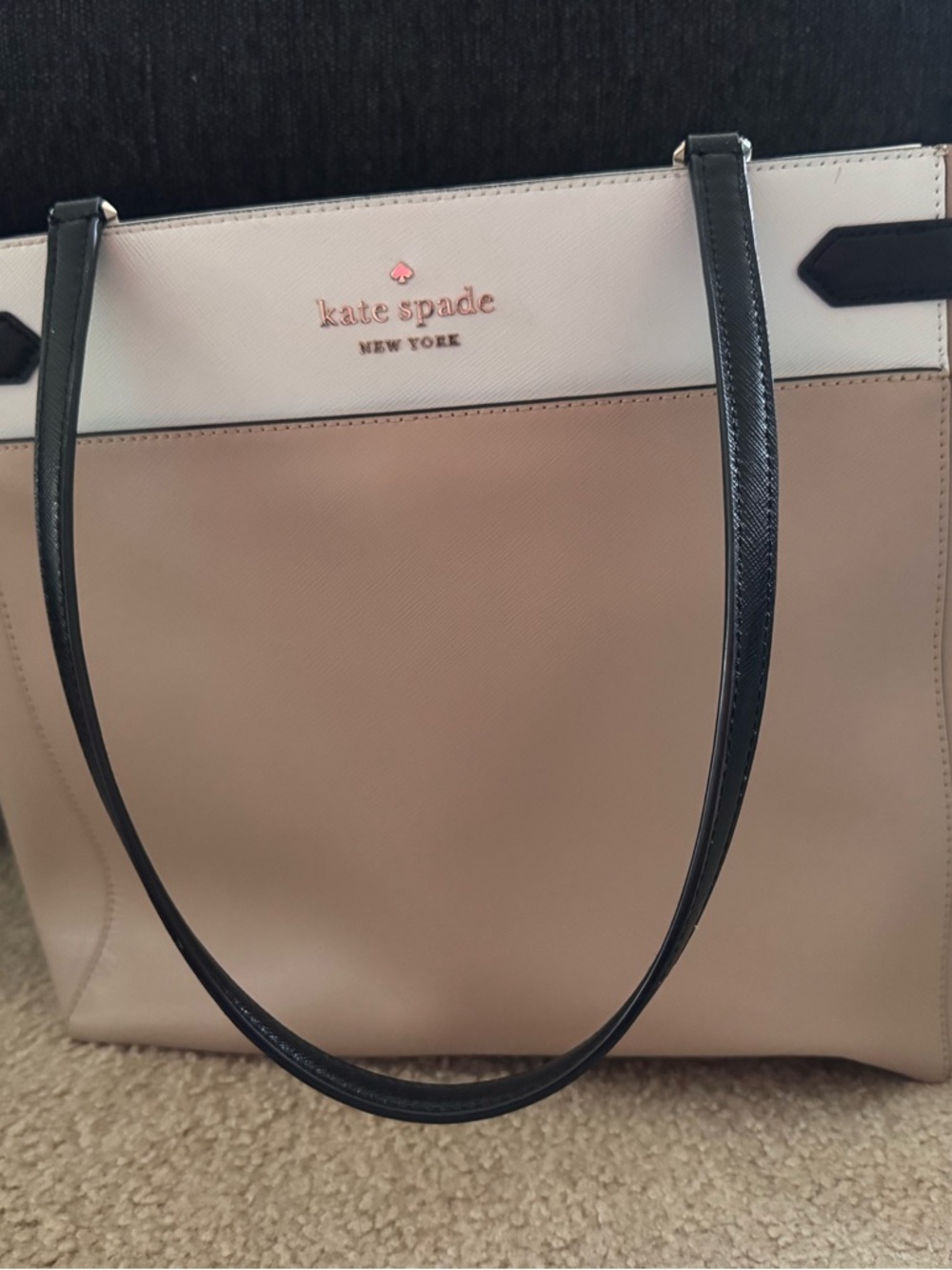 Kate Spade Two-Tone Colorblock Tote with Black Straps